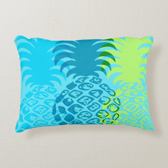 Momona Pineapple Hawaiian Tropical Reversible Accent Pillow (Front)