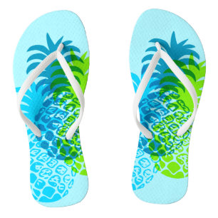 Momona Pineapple Hawaiian Tropical Reversible Flip Flops