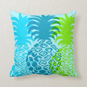 Momona Pineapple Hawaiian Tropical Reversible Throw Pillow