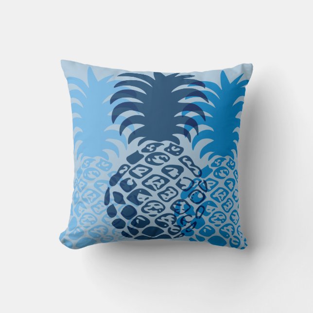 Momona Pineapple Hawaiian Tropical Reversible Throw Pillow (Front)