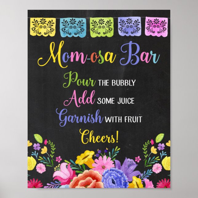 Momosa bar Fiesta baby shower sign (Front)