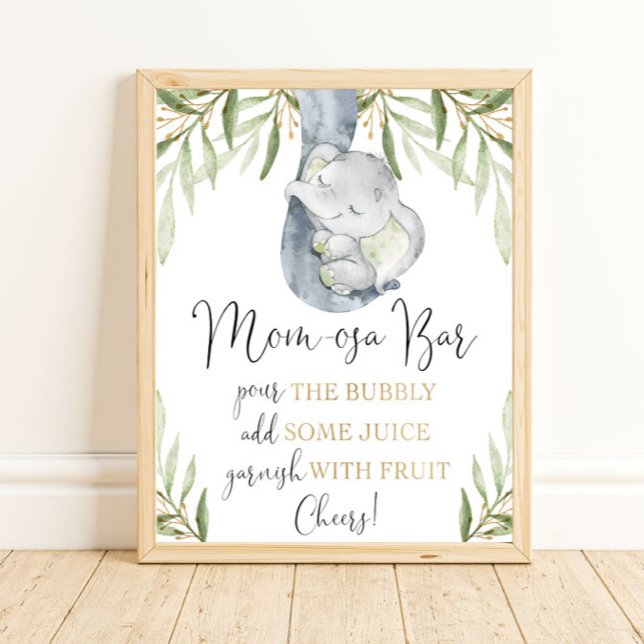 Momosa bar mimosa elephant baby shower sign (Creator Uploaded)