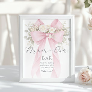 Momosa Bar Pink Bow Floral Bubbly Bar Poster