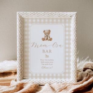 Momosa bar teddy bear neutral gingham poster