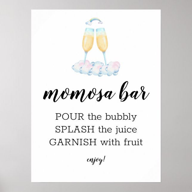 Momosa Bar Watercolor Fairytale Theme Sign (Front)