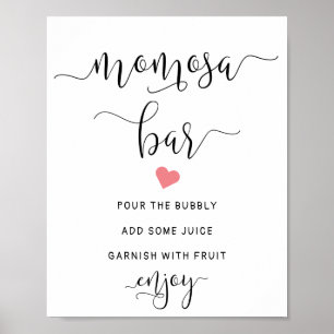 Momosa Sign Pink Heart Baby Shower Juice Bar