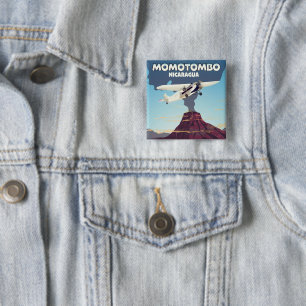Momotombo Nicaragua volcano travel print. 2 Inch Square Button