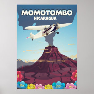 Momotombo Nicaragua volcano travel print. Poster