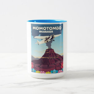 Momotombo Nicaragua volcano travel print. Two-Tone Coffee Mug