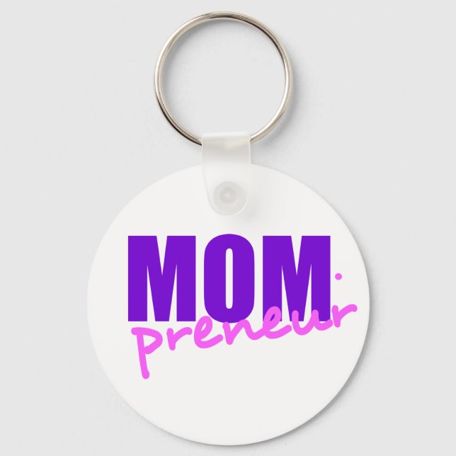 Mompreneur With Dot Hyphen, Two Colours Keychain (Front)