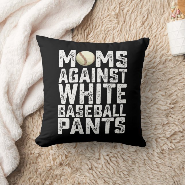 Moms Against White Baseball Pants Mother's Day Throw Pillow (Blanket)
