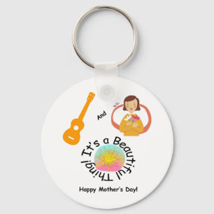 Moms and ukes: It's a Beautiful Thing! Keychain