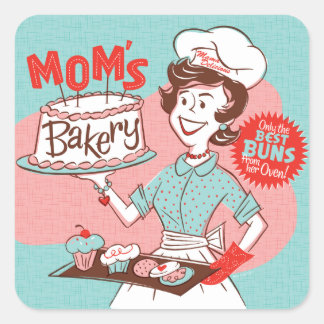 Mom's Bakery Retro Sticker — Square