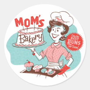 Mom's Bakery Retro Stickers — Round