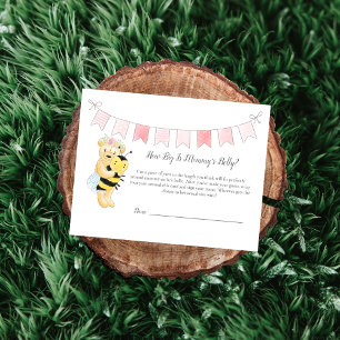 Moms Belly Size Game Girl Teddy Bear and Bee Enclosure Card