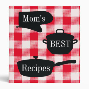 Mom's Best Recipes Red White Gingham Check Binder