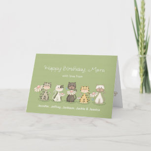Mom's Birthday 5 Cats from all - custom names Card