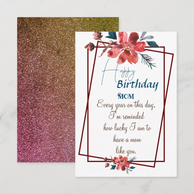 Mom's birthday greet floral  card (Front/Back)