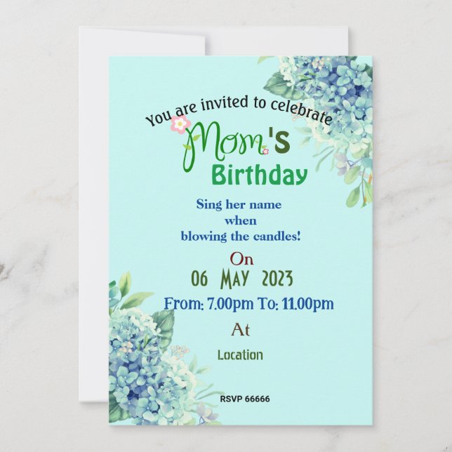 Mom's birthday invitation (Front)