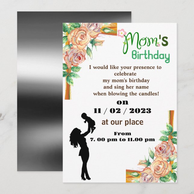 mom's birthday Invitation (Front/Back)