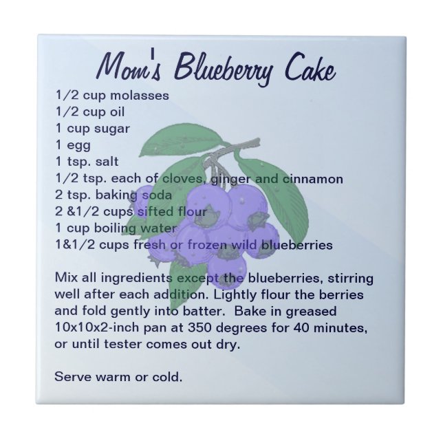 Mom's Blueberry Cake Tile (Front)