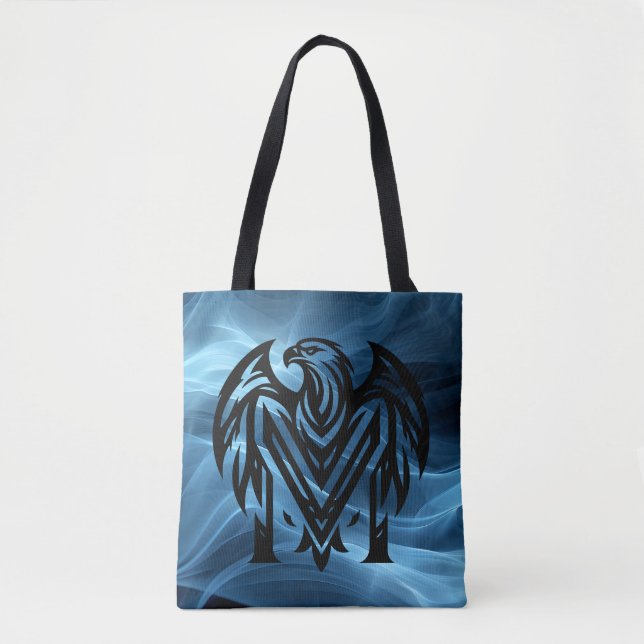 Moms Bold Eagle on Blue Smoke Large Shoulder Tote (Front)