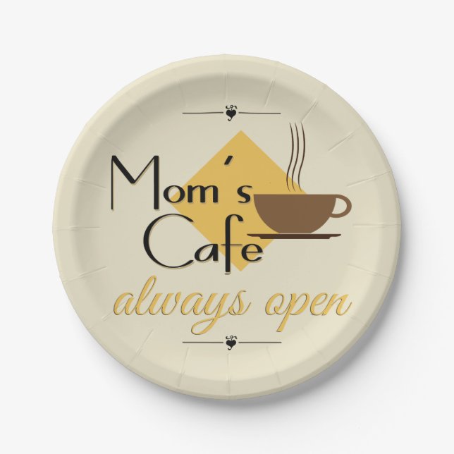Mom's Cafe Always Open Paper Plate (Front)