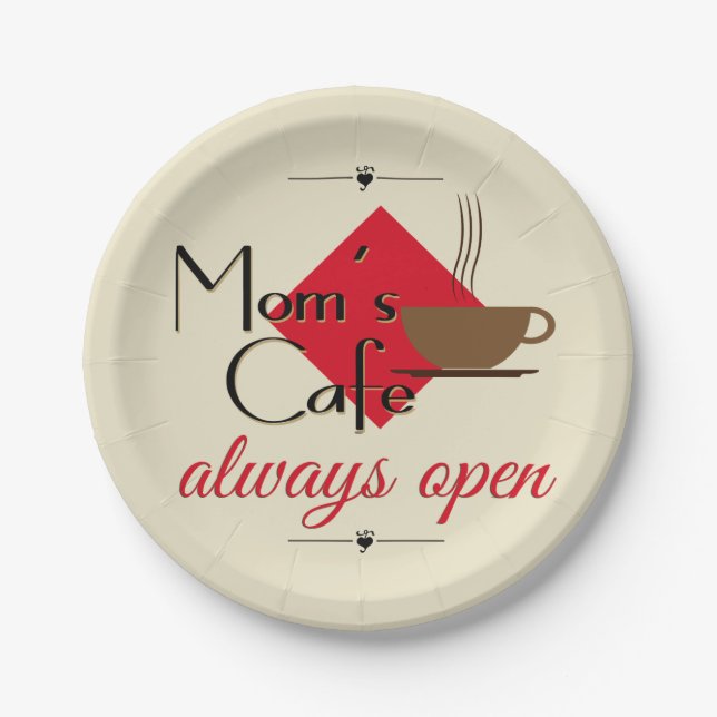 Mom's Cafe Always Open Paper Plate (Front)