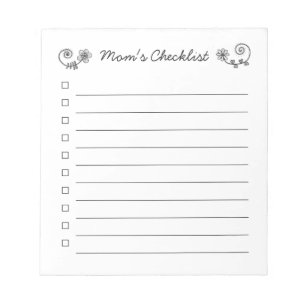 Mom's Checklist, Check Box List, Tear Away Notepad