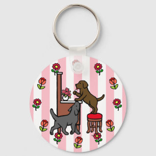 Mom's Chocolate Lab and Black Lab Keychain
