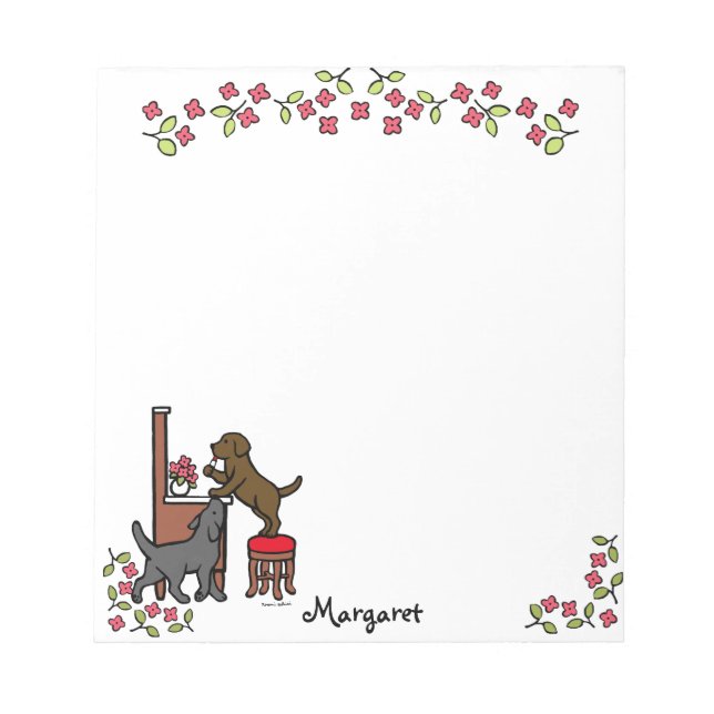 Mom's Chocolate Lab and Black Lab Notepad (Front)