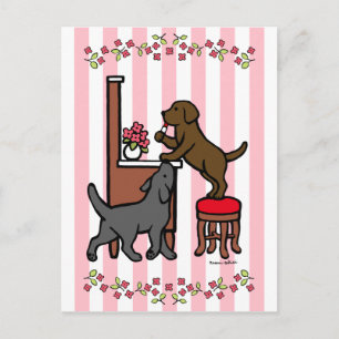 Mom's Chocolate Lab and Black Lab Postcard