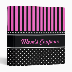Mom's Coupons Hot Pink and Black Retro Binder