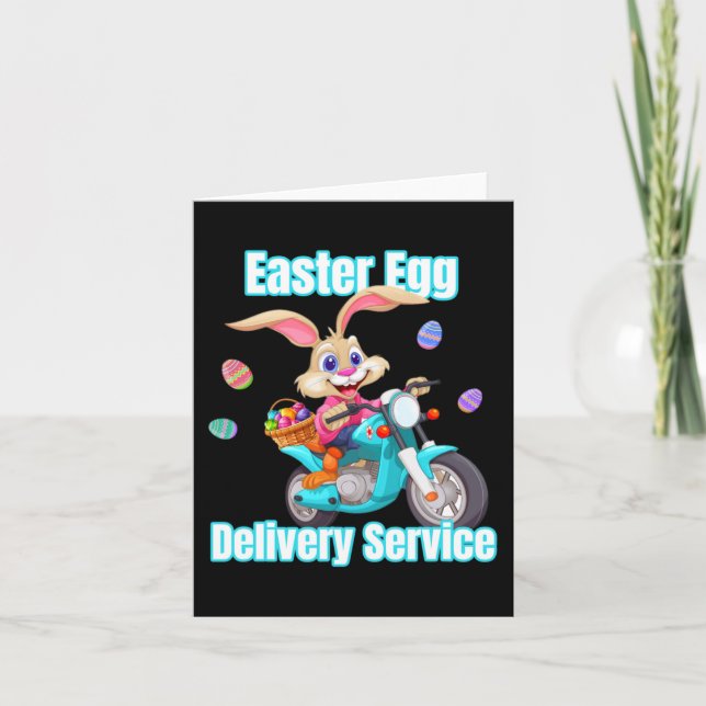 Moms Dads Easter Egg Delivery Service Bunny Motorc Card (Front)