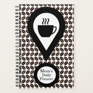 Mom's Daily Planner Coffee Bean Mug Black & White