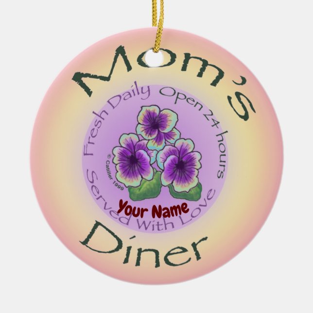 Moms Diner custom name Ceramic Ornament (Front)