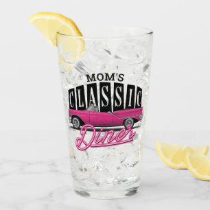 Mom's Diner Custom Name Faux Neon 50's Classic Car Glass