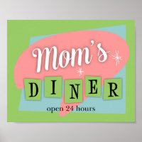 Mom's Diner Custom Retro Kitchen Print