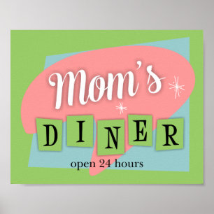 Mom's Diner Custom Retro Kitchen Print