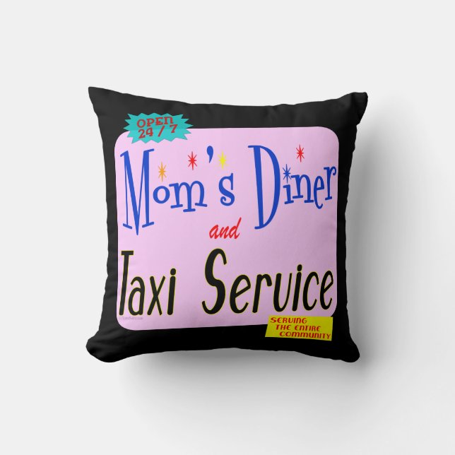 Moms Diner et service de taxi Coussin rétro (Recto)