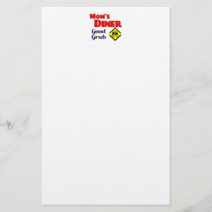 Mom's Diner Good Grub Funny Retro Saying Stationery