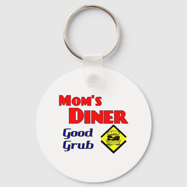 Mom's Diner Good Grub Retro Restaurant Keychain (Front)