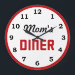 Mom's Diner Large Clock<br><div class="desc">A vintage Open Mom's Diner Sign on a retro style wall clock for her kitchen ; funny gift her him diner home decor mom mothers day fathers day 50s</div>