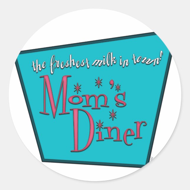 Mom's Diner Retro Pro-Breastfeeding Design Classic Round Sticker (Front)