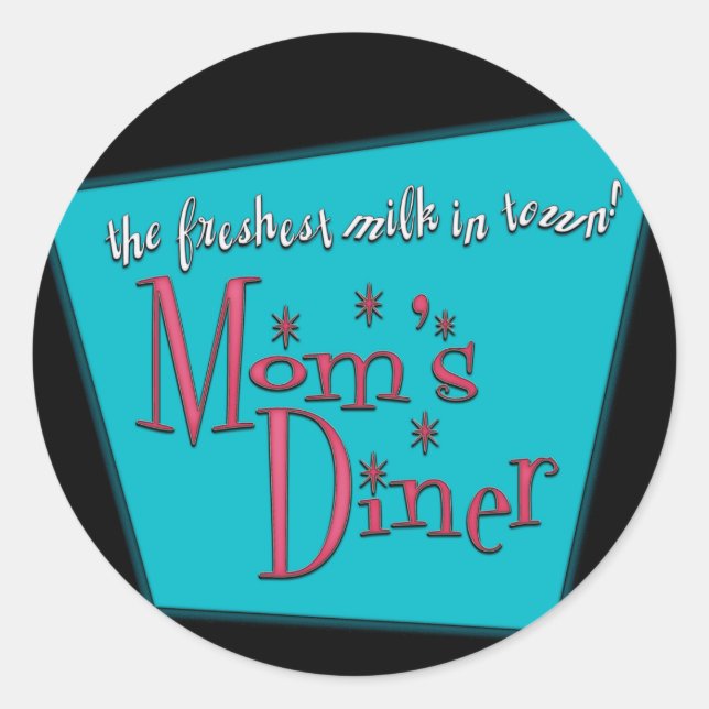 Mom's Diner Retro Pro-Breastfeeding Design Classic Round Sticker (Front)