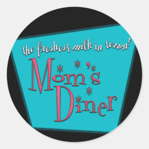 Mom's Diner Retro Pro-Breastfeeding Design Classic Round Sticker