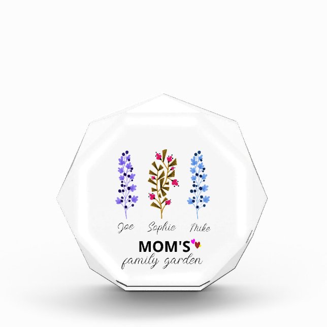 Mom's Family Garden Photo Block Personalized Gift (Front)