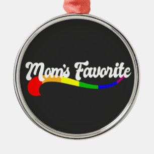 MOM'S FAVORITE gay pride rainbow LGBTQ siblings Metal Ornament