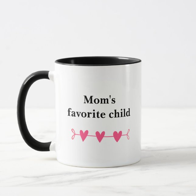 "Mom's favourite child" funny quote with hearts Mug (Left)