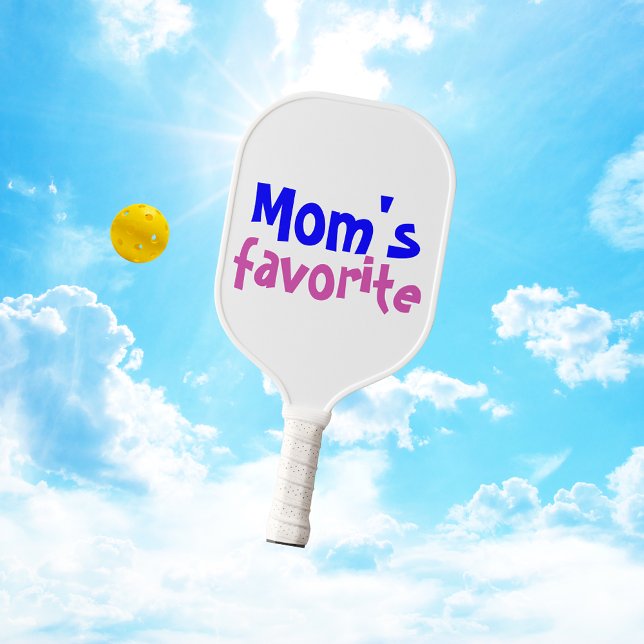 "Mom's favourite" Funny Quote With Blue Pink Text Pickleball Paddle (Creator Uploaded)